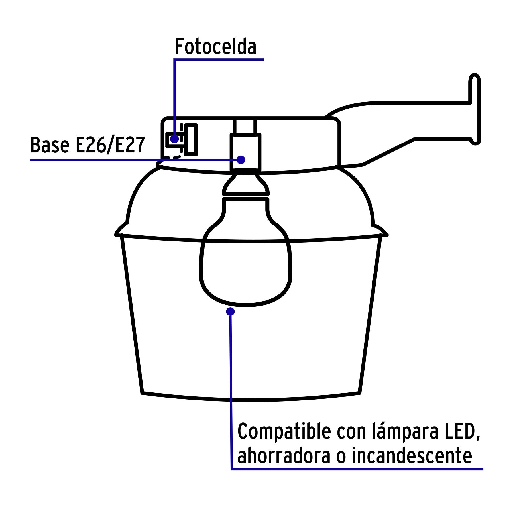 Luminario suburbano de ABS 65 W sensor de luz, sin lámpara, 47039