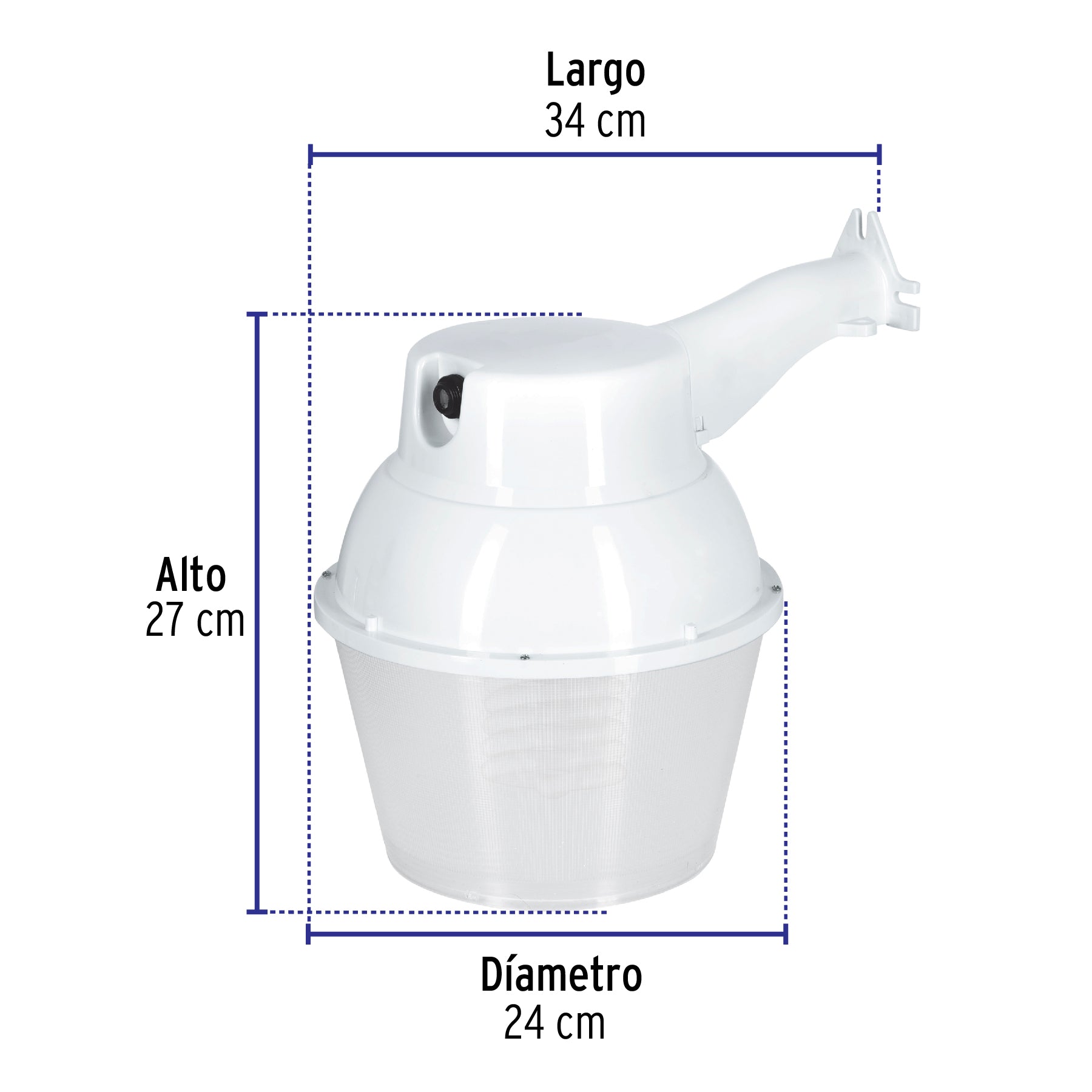 Luminario suburbano de ABS 65 W sensor de luz, con lámpara, 46603