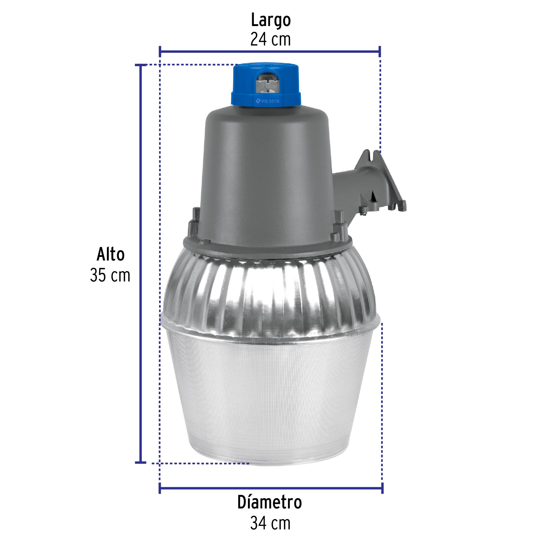 Luminario suburbano metálico 45 W sensor de luz, con lámpara, 46297