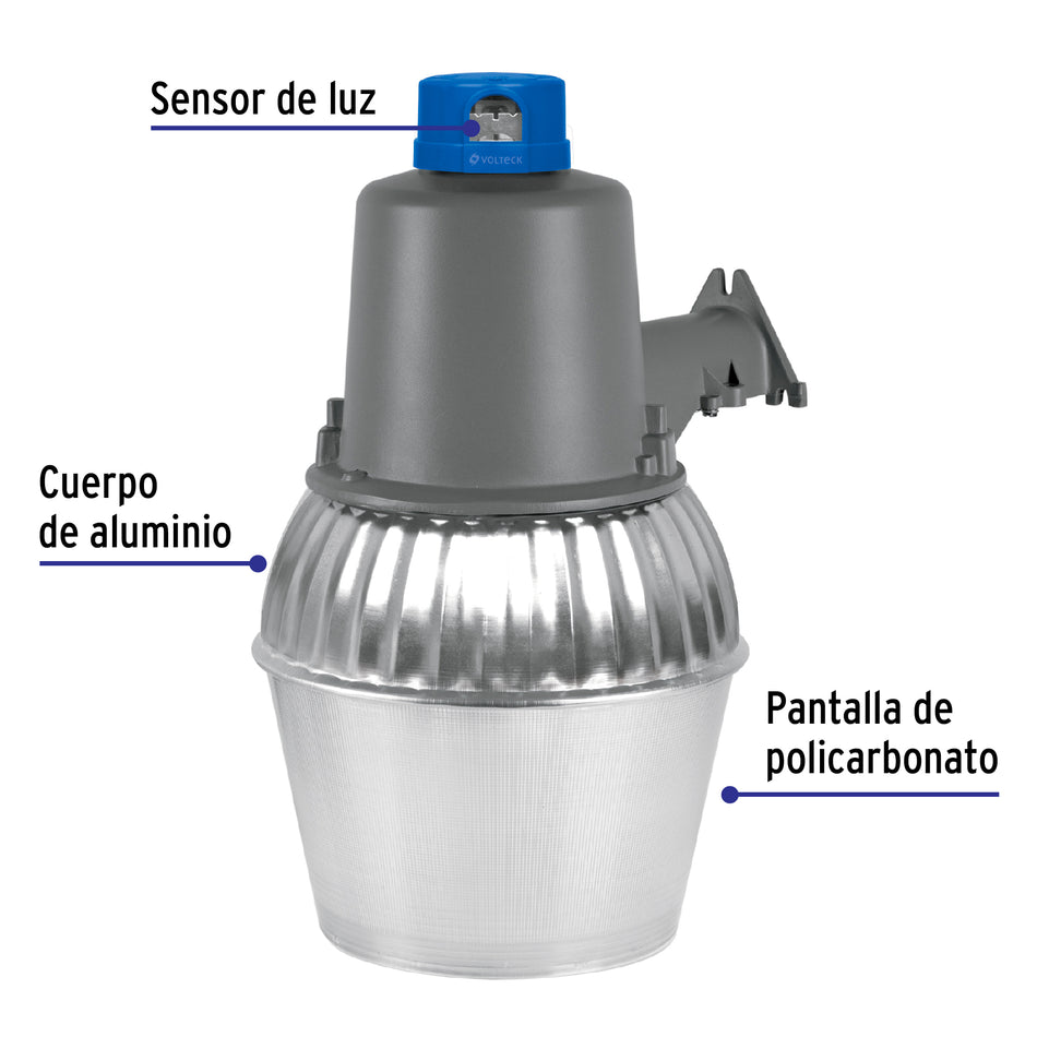Luminario suburbano metálico 45 W sensor de luz, con lámpara, 46297