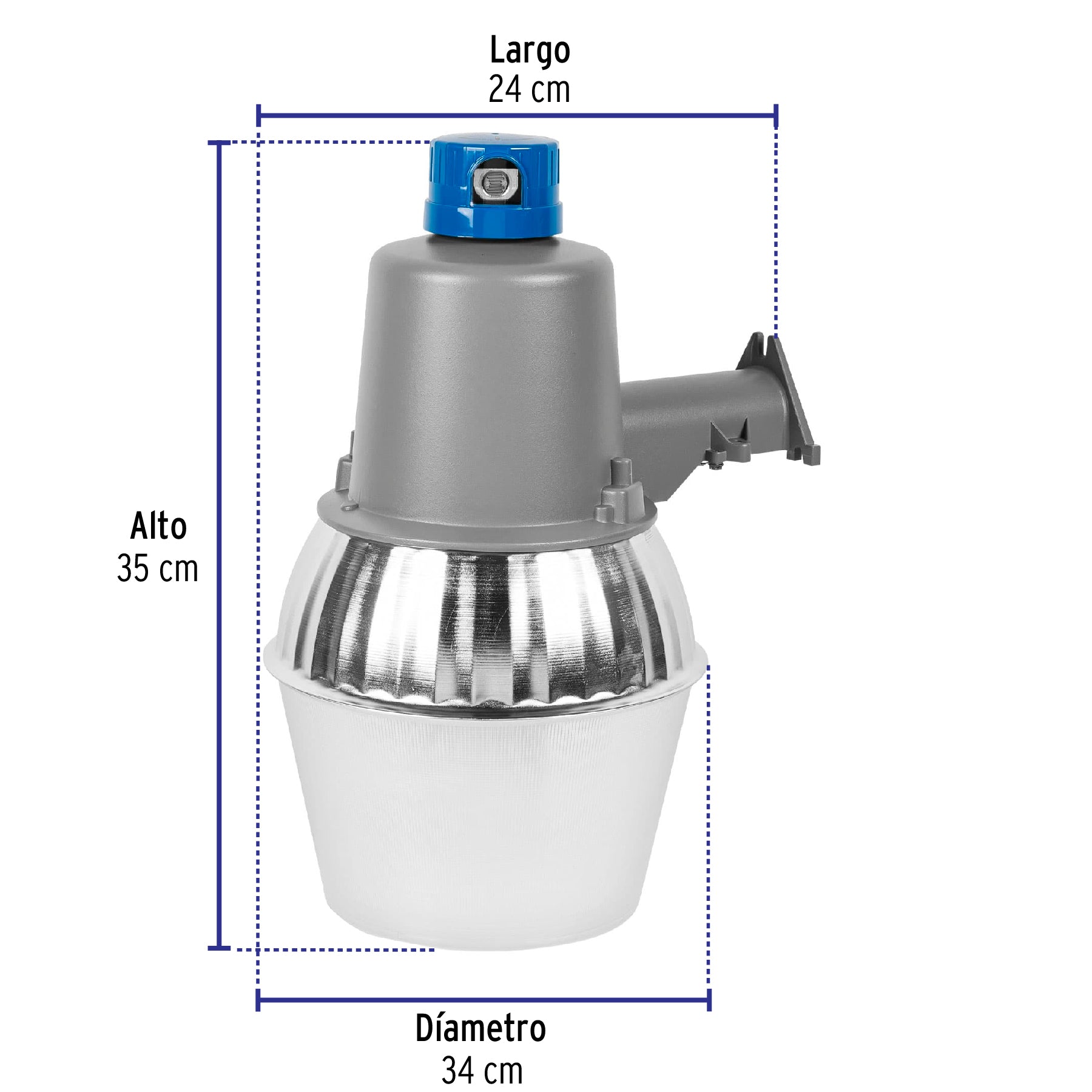 Luminario suburbano metálico 65 W sensor de luz, con lámpara, 47267