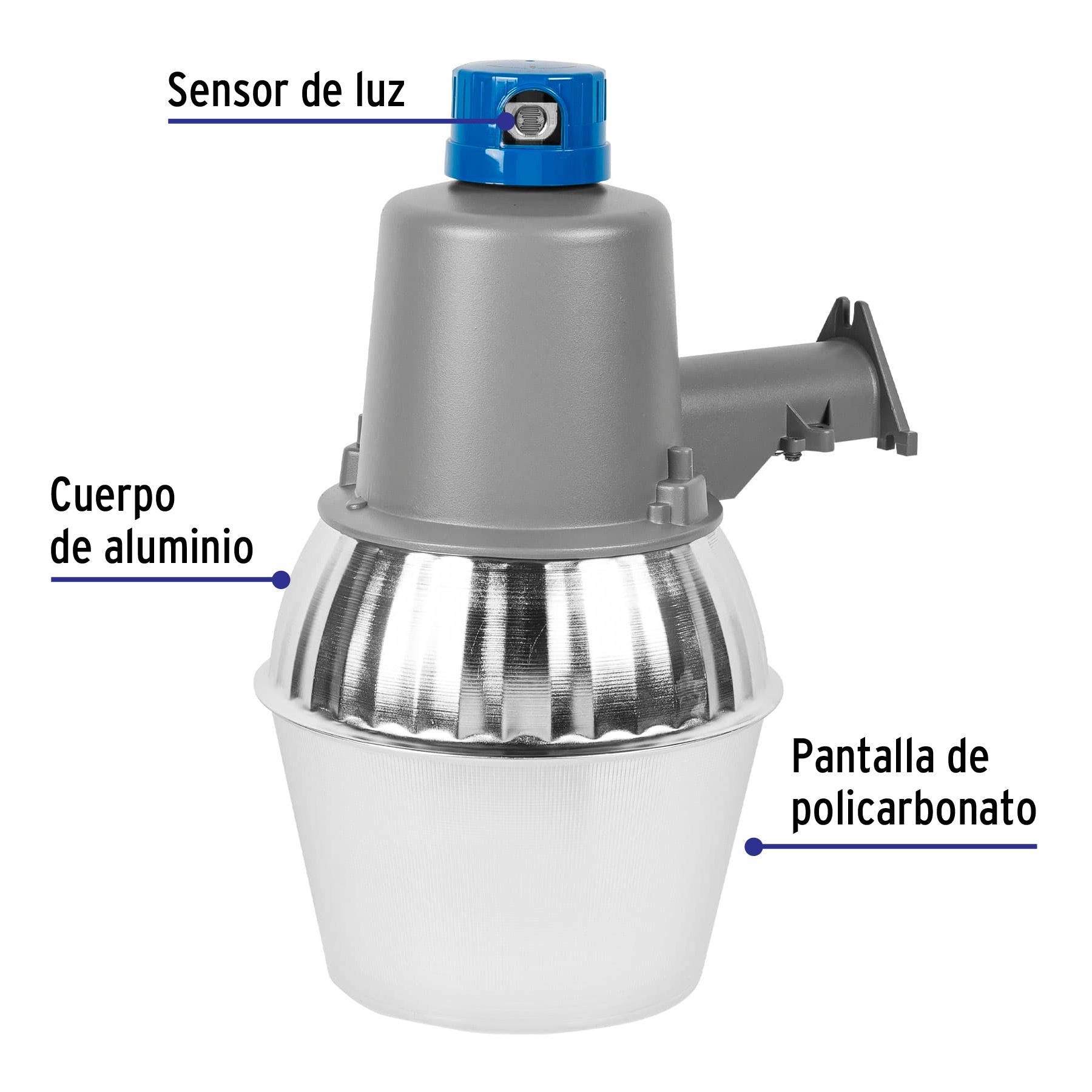 Luminario suburbano metálico 65 W sensor de luz, con lámpara, 47267