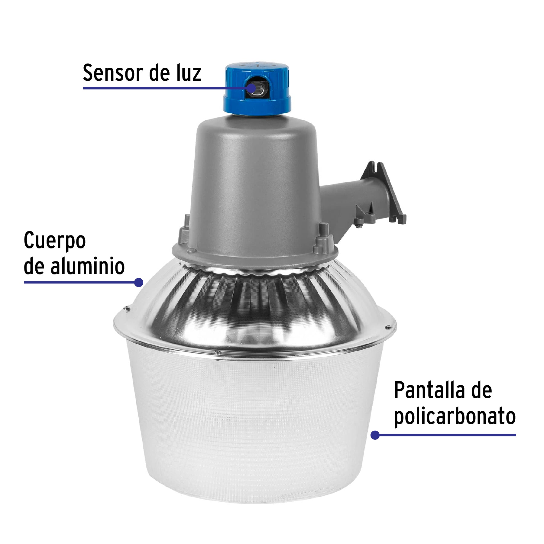 Luminario suburbano metálico 85 W sensor de luz, con lámpara, 47269