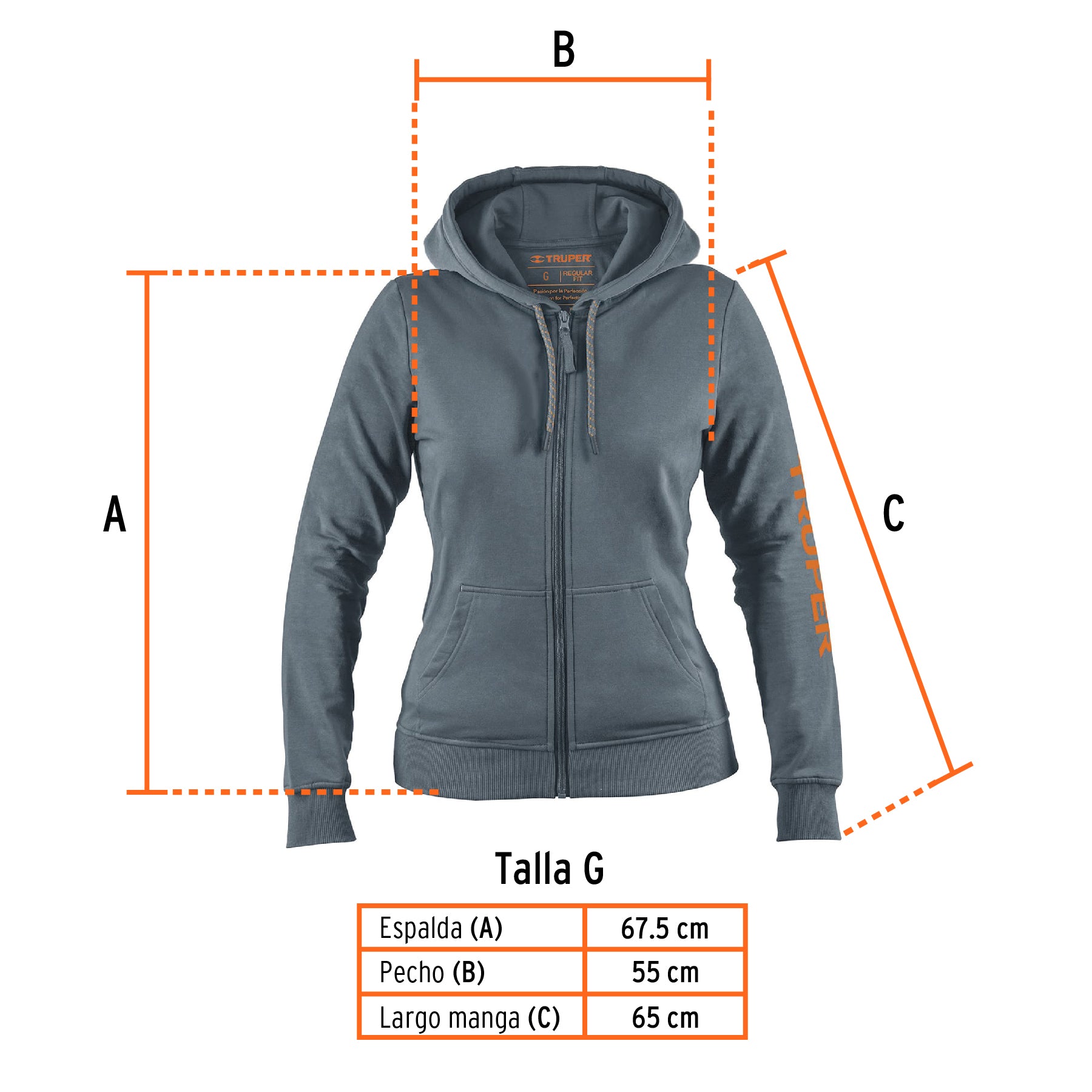 Sudadera gris para caballero, talla G, Truper, 65033