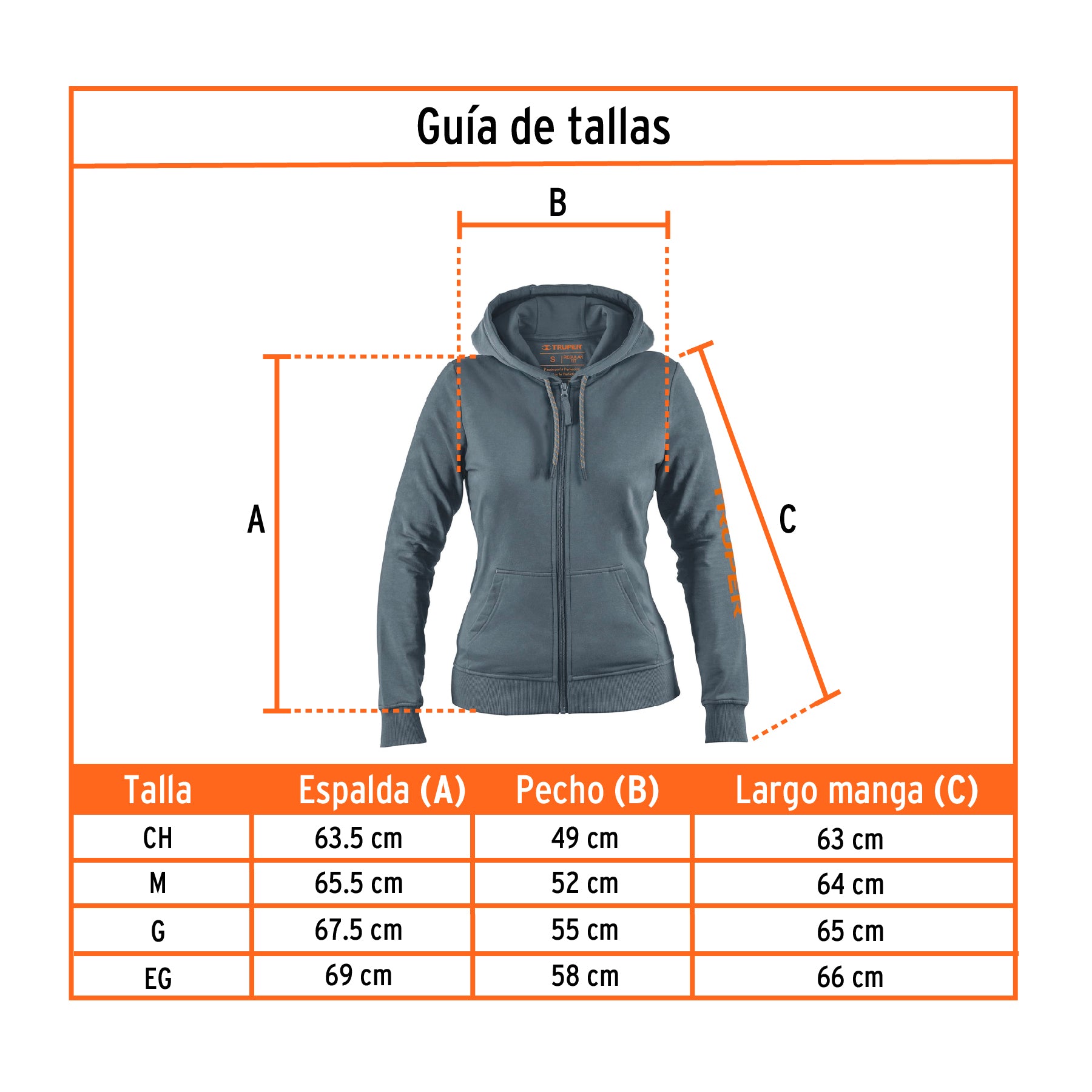 Sudadera gris para dama, talla EG, Truper, 65038