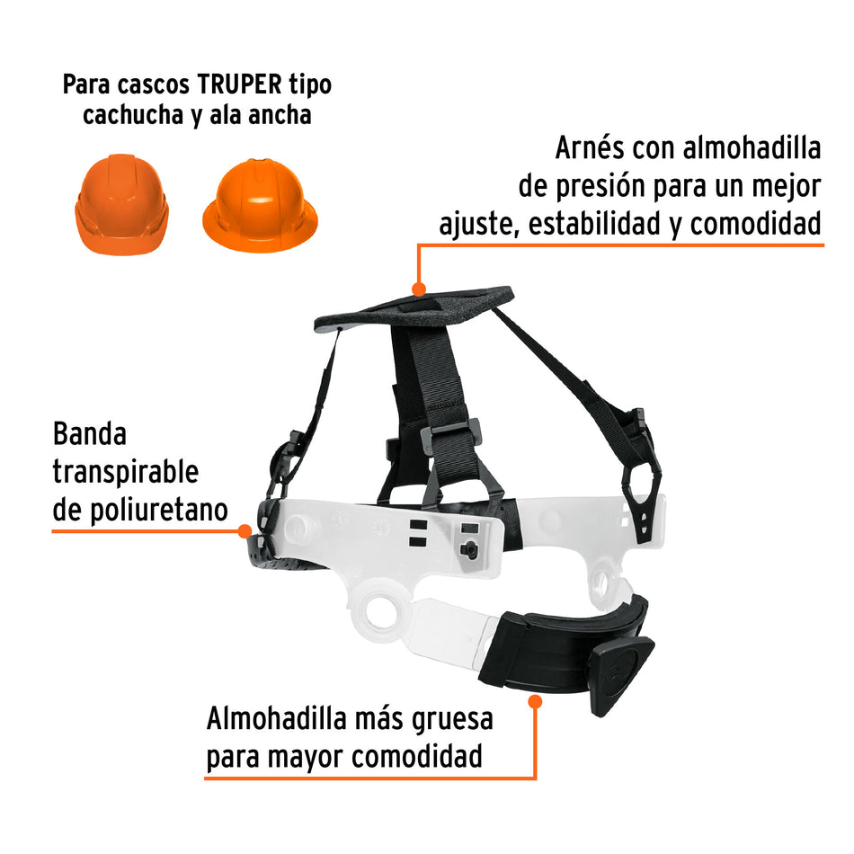 Suspensión para cascos, ajuste por matraca, Truper Caja con 4, 100145