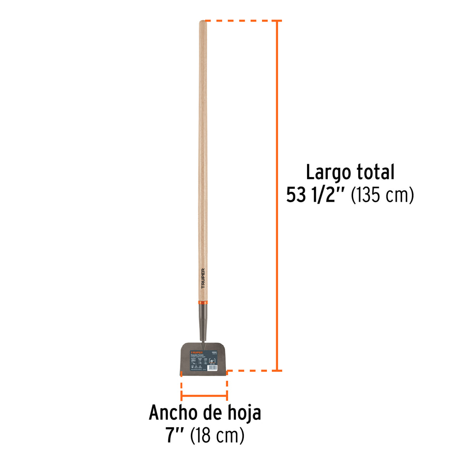 Raspador forjado de 7', mango de 48', Truper Caja con 3, 103366
