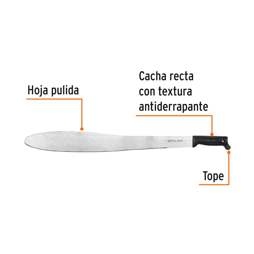 Machete Caguayano 24' cacha negra inyectada, Truper Caja con 4, 15874