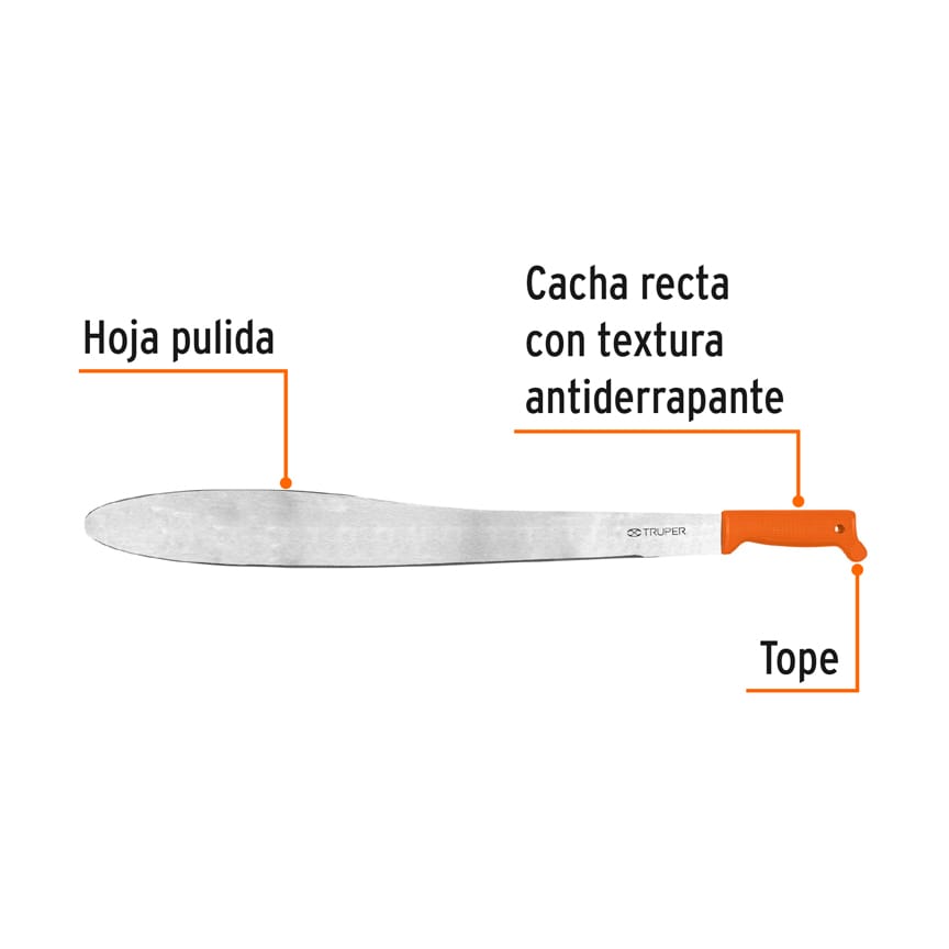 Machete Caguayano 24' cacha naranja inyectada, Truper Caja con 4, 16127