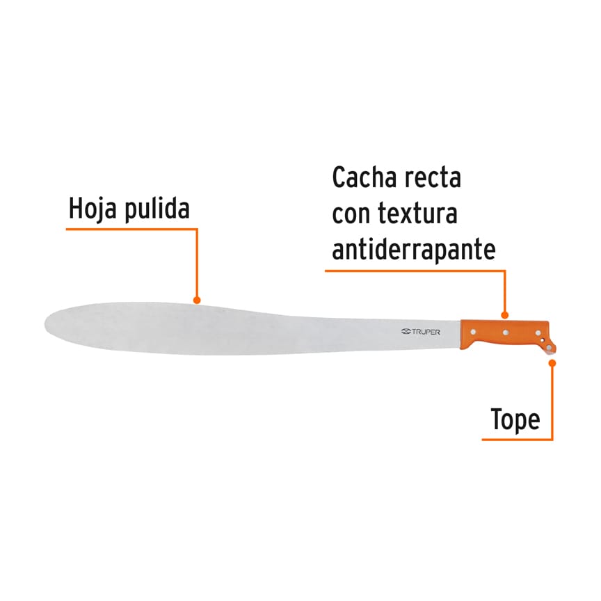 Machete Caguayano 24' cacha naranja remachada, Truper Caja con 4, 15873