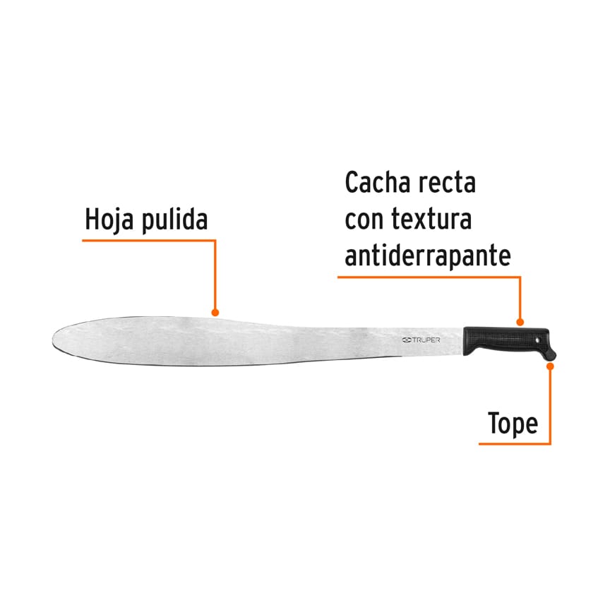 Machete Caguayano 27' cacha negra inyectada, Truper Caja con 4, 15860