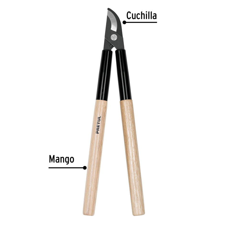 Tijera para ramas 52 cm, mgos de madera con casquillo,PRETUL Caja con 3, 25033