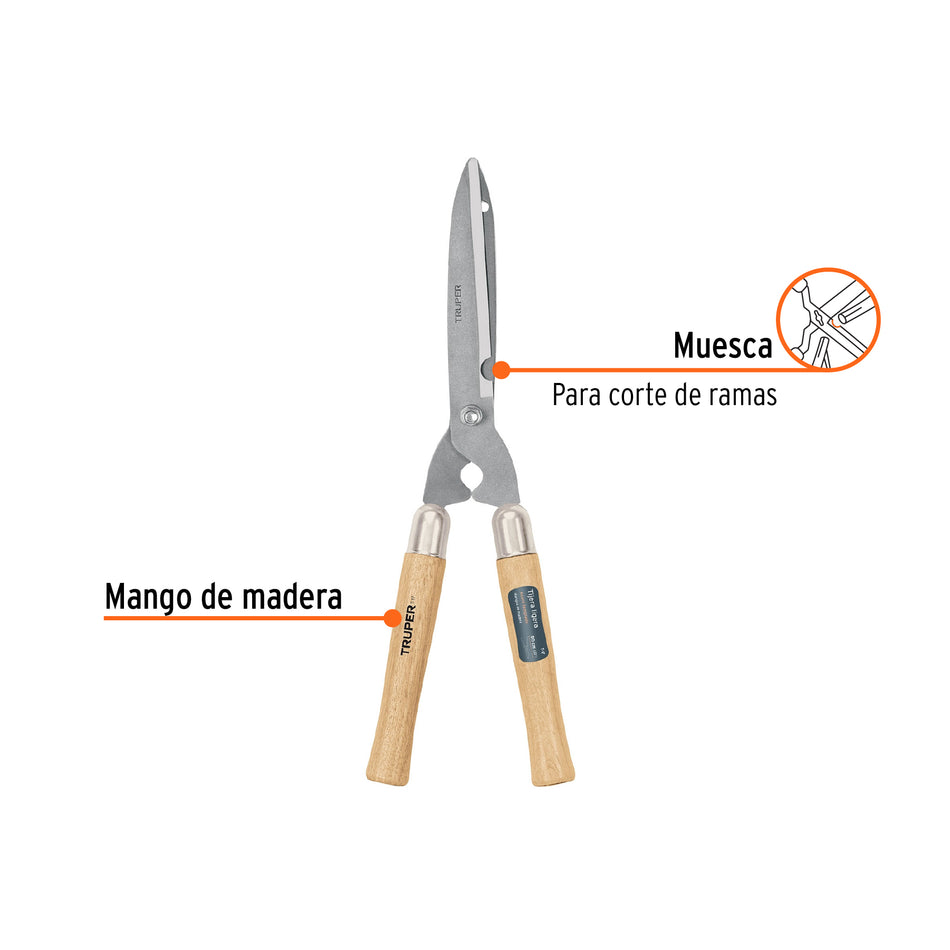 Tijera para poda 53 cm, ligera, mgos de madera, TRUPER Caja con 3, 18376