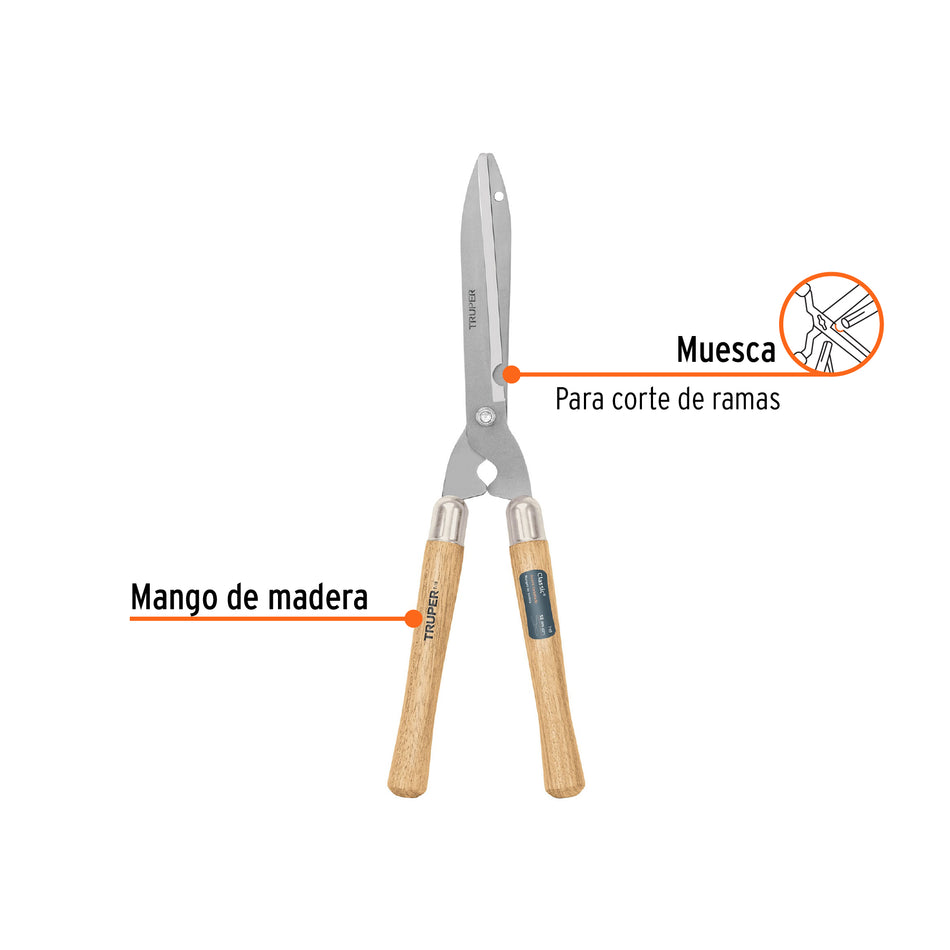 Tijera para poda 55 cm, Classic, mgos de madera, TRUPER Caja con 3, 18377