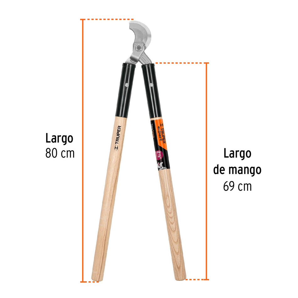 Tijera para ramas 80cm,uso rudo,mgos de madera,TRUPER EXPERT, 18400