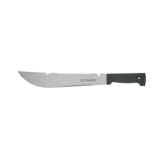 Machete rambo 12', cacha inyectada negra, con funda, TRUPER Caja con 4, 15870