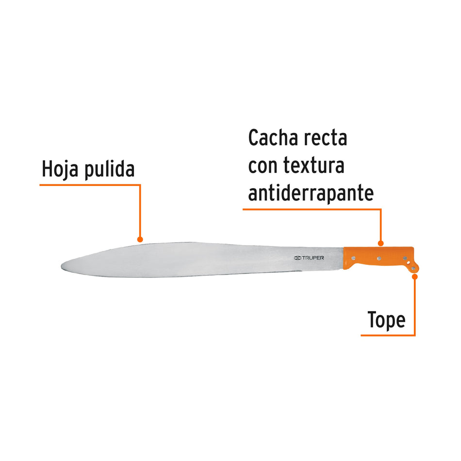 Machete acapulqueño de 22' cacha naranja, Truper Caja con 4, 15871