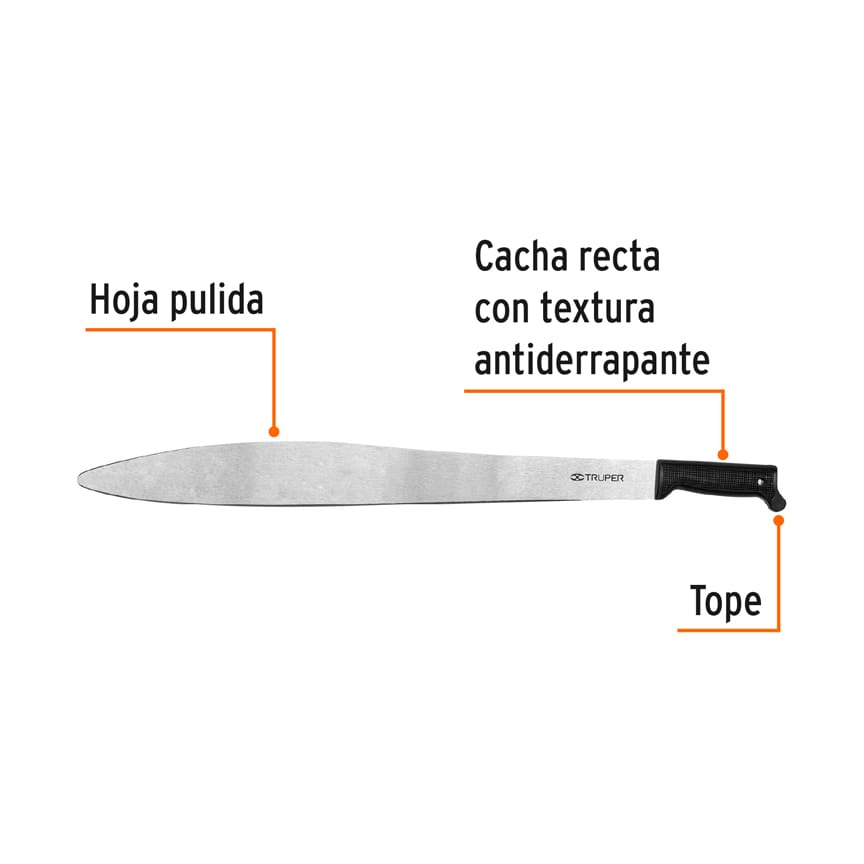Machete acapulqueño de 24' cacha negra inyectada, Truper Caja con 4, 15861