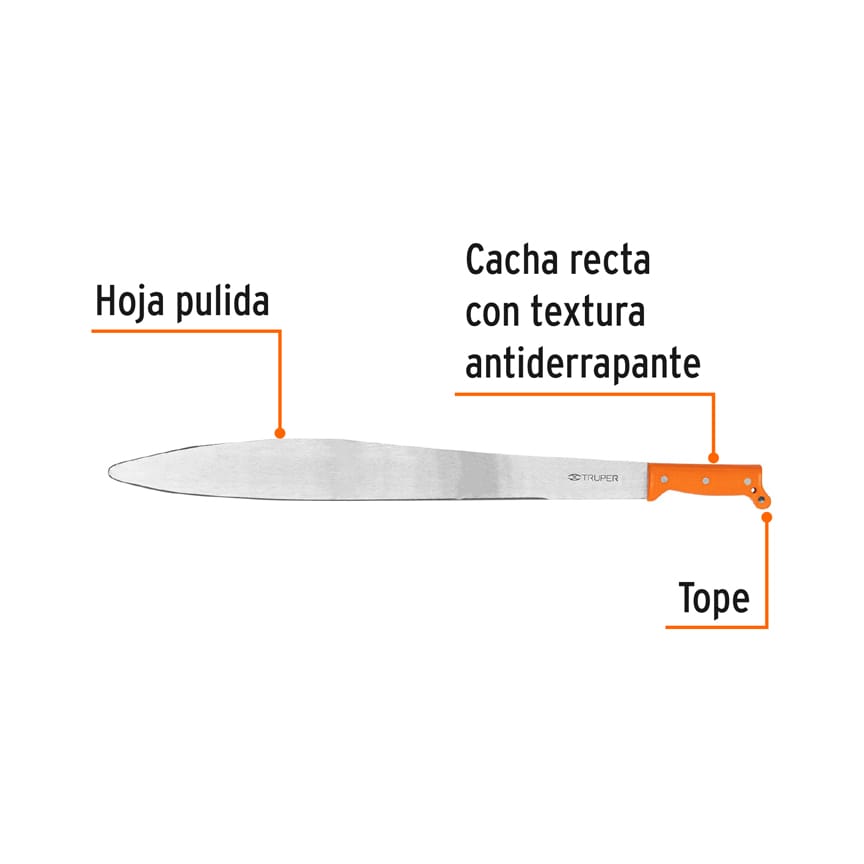 Machete acapulqueño de 24' cacha naranja, Truper Caja con 4, 15881