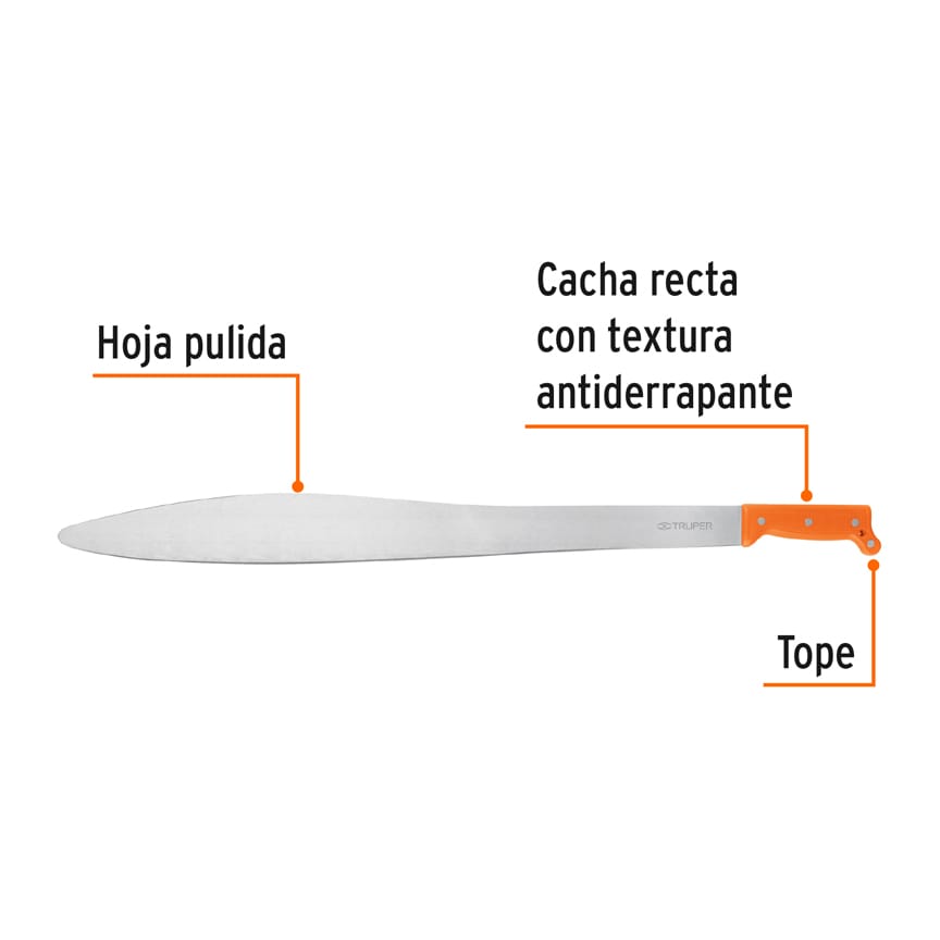 Machete acapulqueño de 27' cacha naranja, Truper Caja con 4, 15882