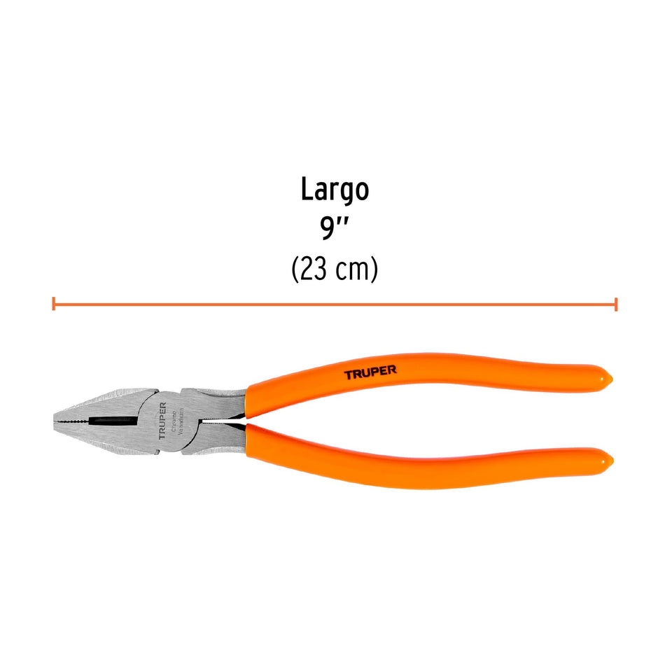Pinza para electricista 9' mango de PVC, Truper Caja con 3, 100579