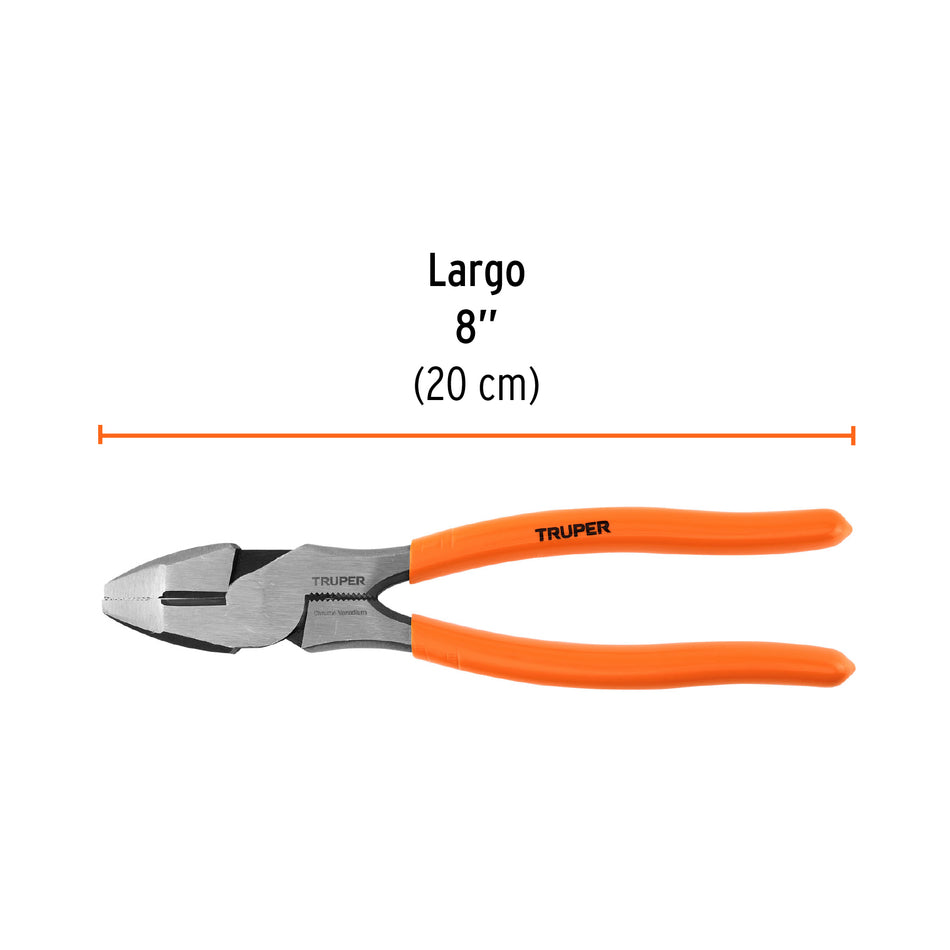 Pinza para electricista 8' alta palanca mango PVC, Truper Caja con 3, 100138