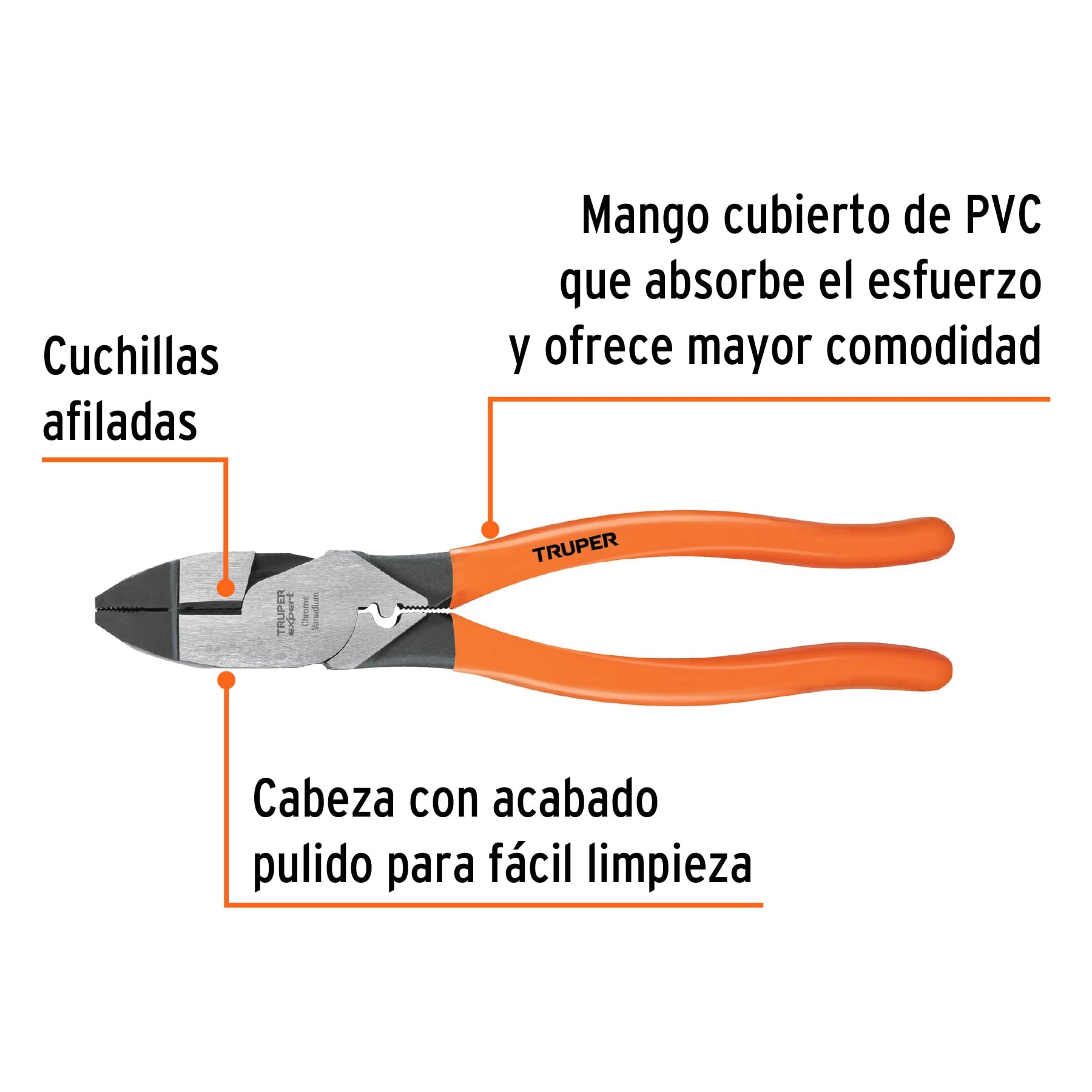 Pinza para electricista 9' c/ponchador de terminales, Expert, 101963