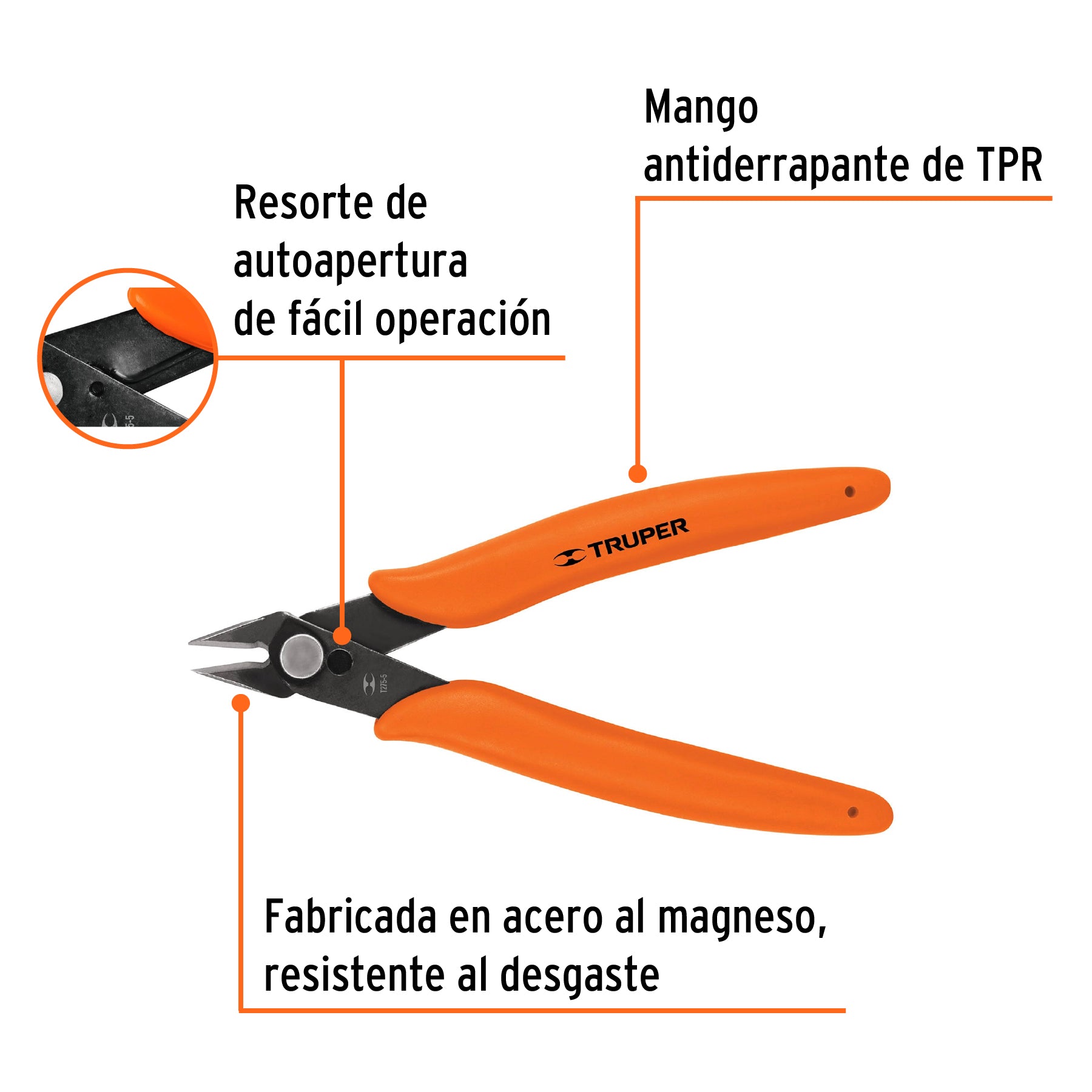 Pinza 5' de corte para electrónica, Truper, 17314