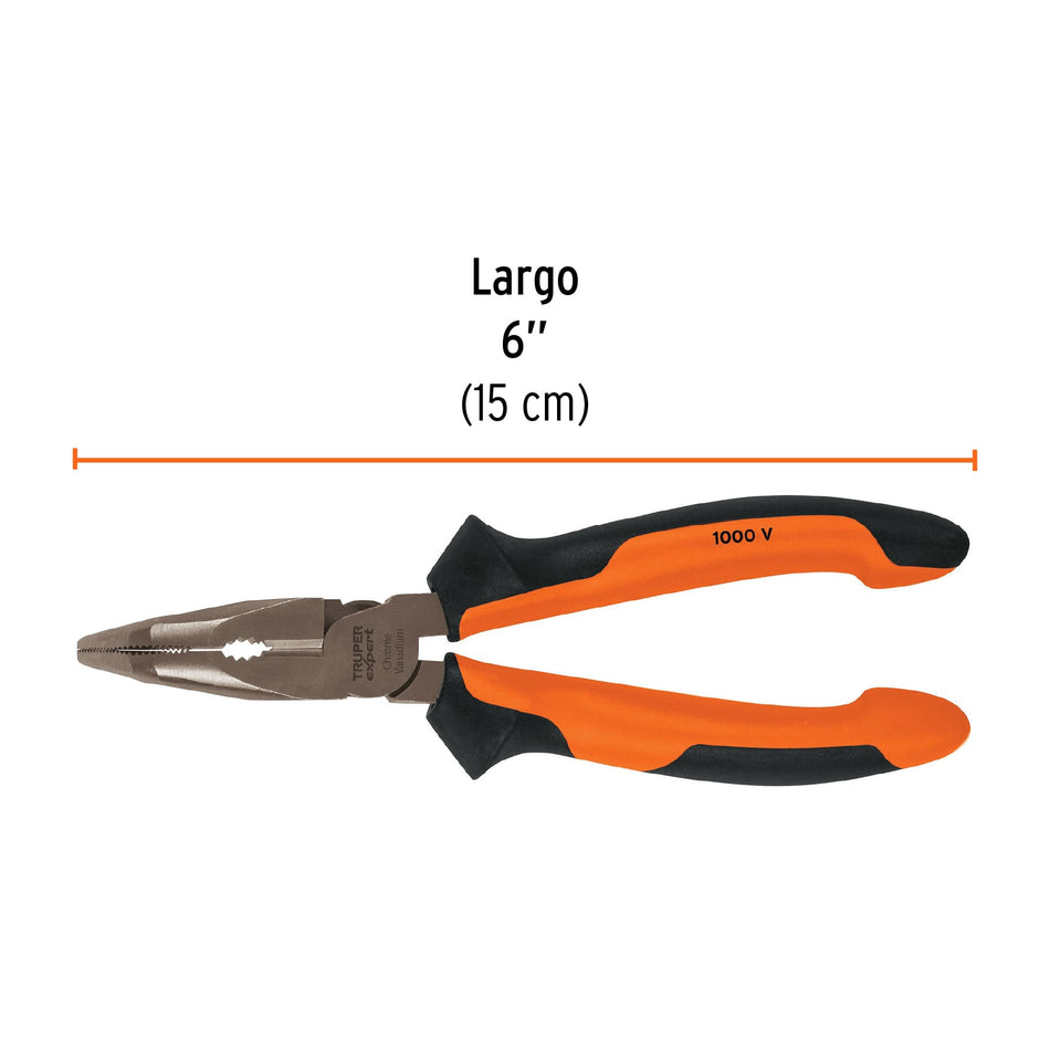 Pinza punta curva 6' mango Comfort Grip, Truper Expert Caja con 6, 17337