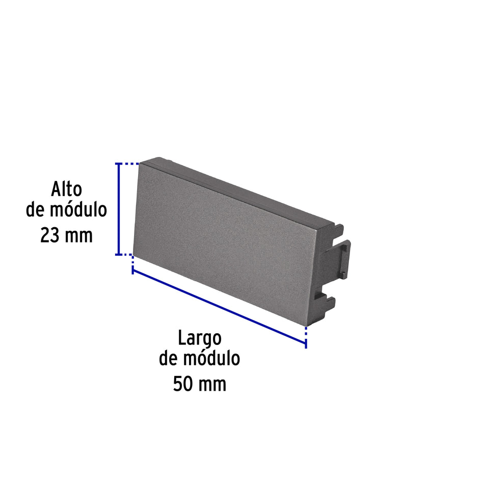 Tapón ciego acero inox de 1 módulo, línea Lisboa, Volteck Caja con 12, 47832