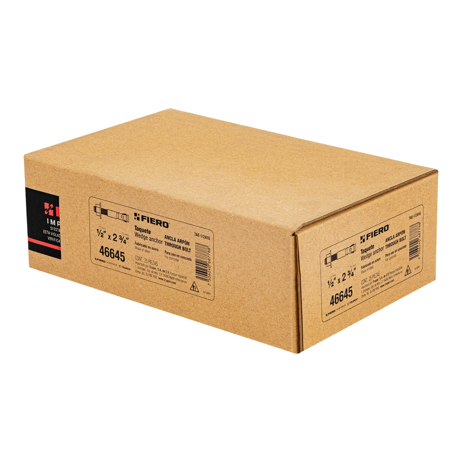 taquetes arpón de 1/2' x 2-3/4', Fiero Caja con 25, 46645