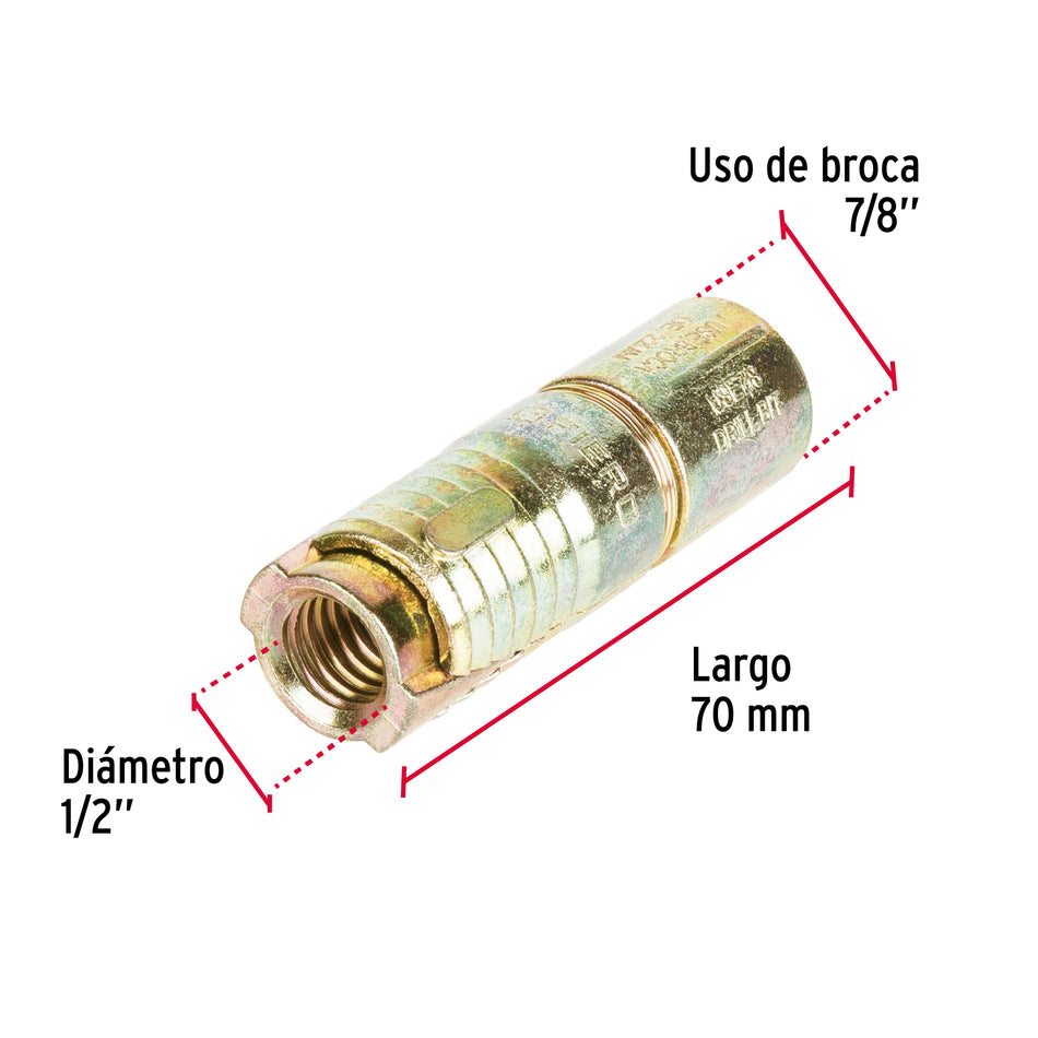taquetes expansivos de 1/2' sin tornillo, Fiero Caja con 25, 47368