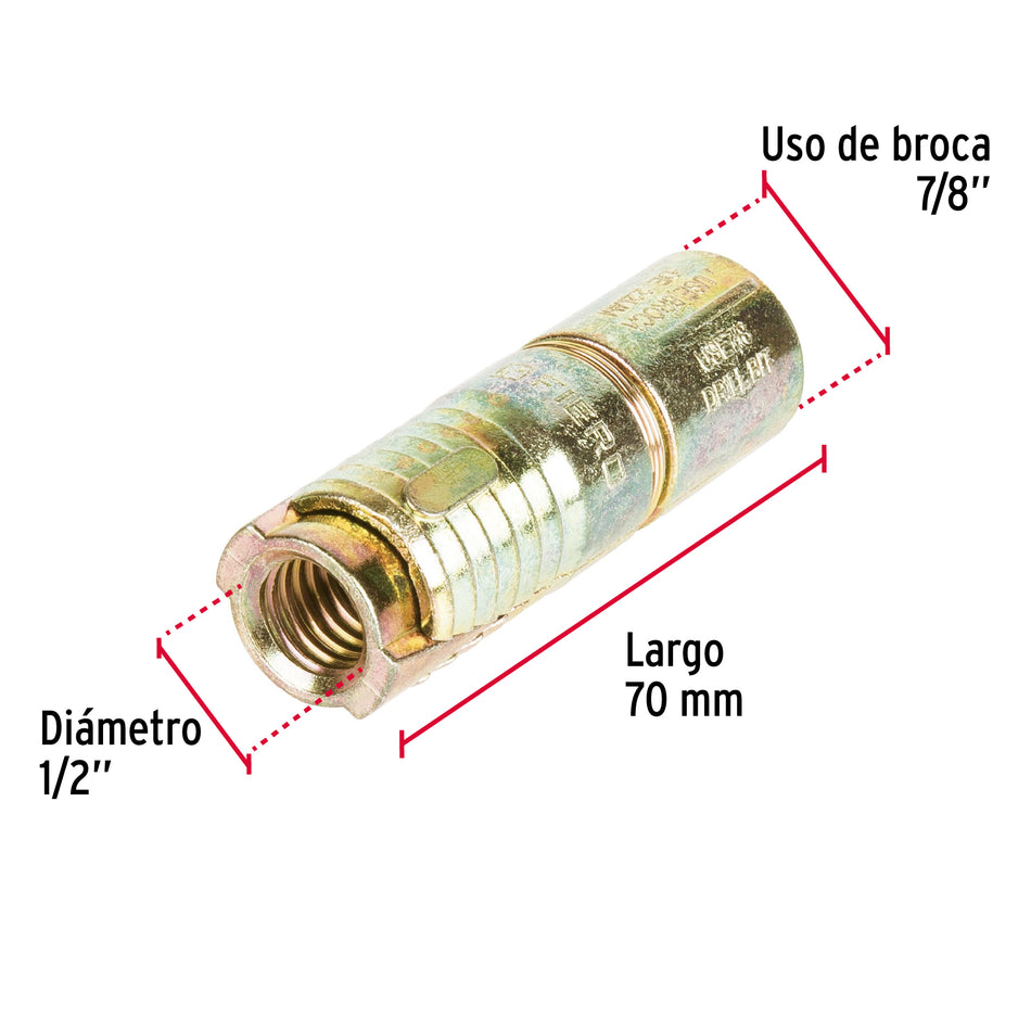 Bolsa con 2 taquetes expansivos de 1/2' sin tornillo, Fiero Caja con 6, 47378