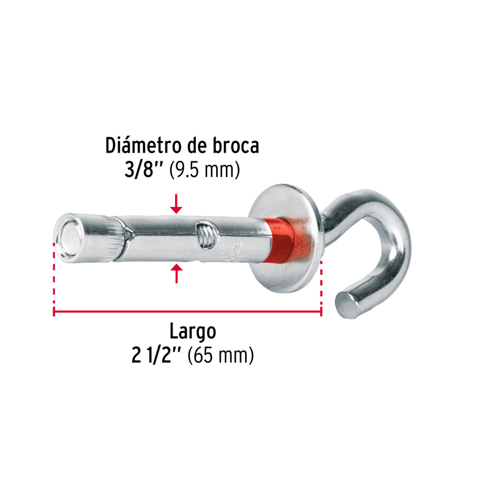 taquetes expansivos 10x65 mm con armella abierta Caja con 50, 49746