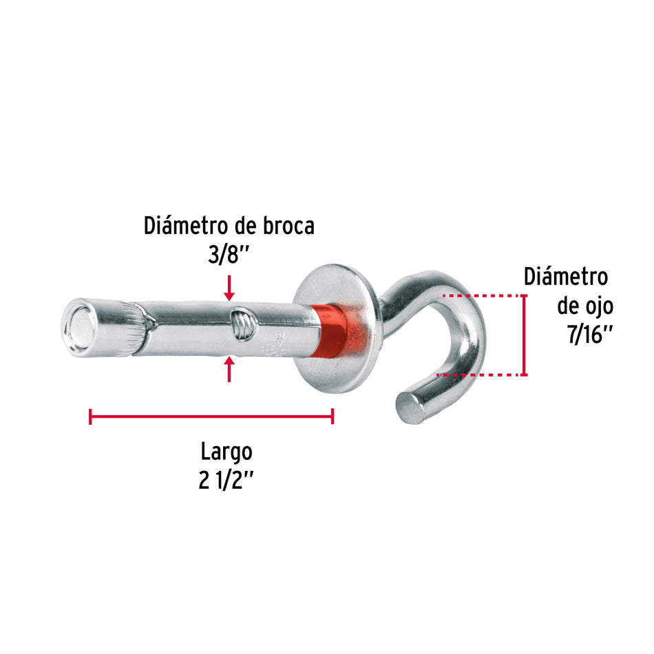 Bolsa con 4 taquetes expansivos 10x65 mm con armella abierta Caja con 6, 47565