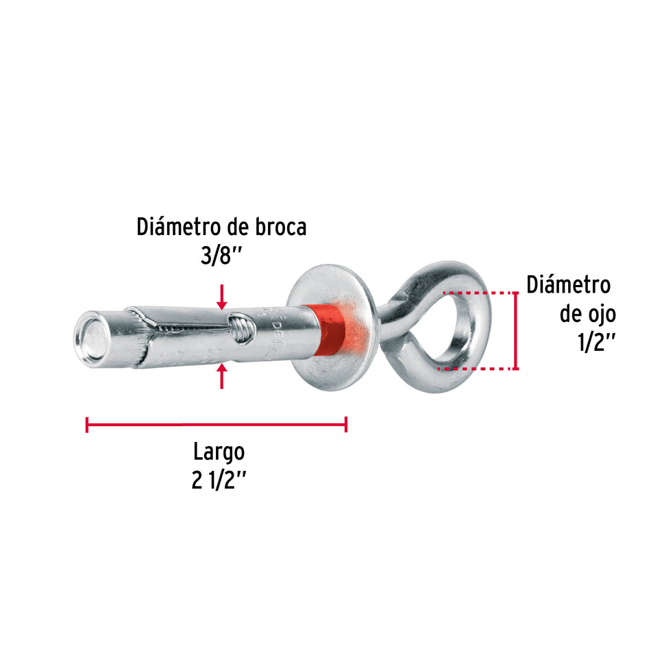 Bolsa con 4 taquetes expansivos 10x65 mm con armella cerrada Caja con 6, 47561