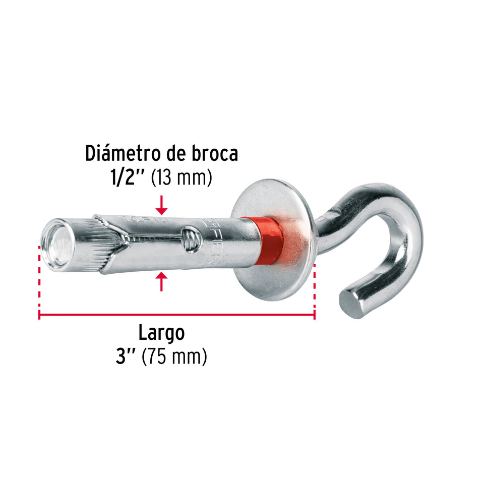 taquetes expansivos 12x75 mm con armella abierta Caja con 25, 49747