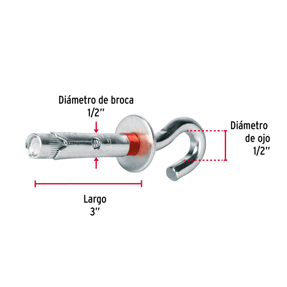 Bolsa con 2 taquetes expansivos 12x75 mm con armella abierta Caja con 6, 47566