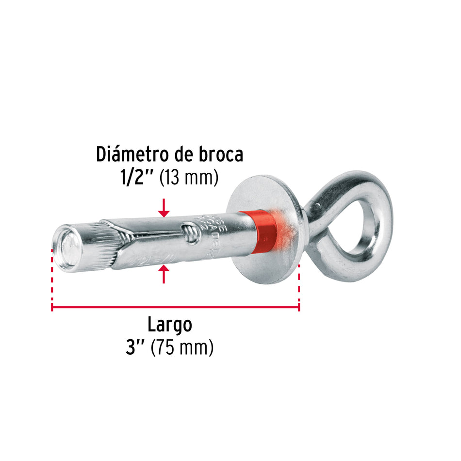taquetes expansivos 12x75 mm con armella cerrada Caja con 25, 45736