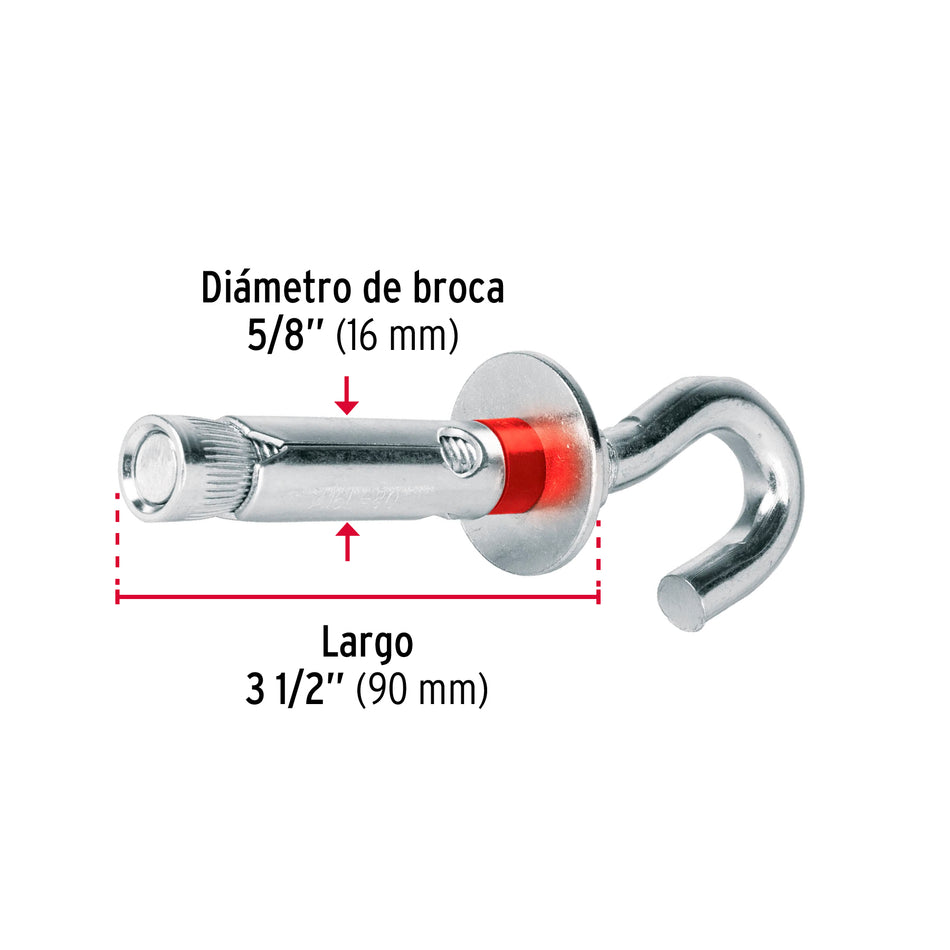 taquetes expansivos 16x90 mm con armella abierta Caja con 25, 49748