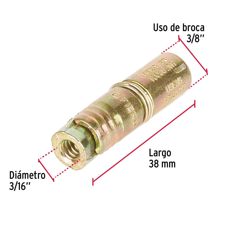 Bolsa con 4 taquetes expansivos de 3/16' sin tornillo, Fiero Caja con 6, 47373