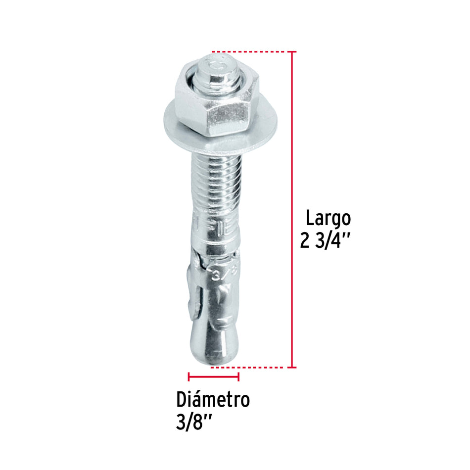 taquetes arpón de 3/8' x 2-3/4', Fiero Caja con 50, 46640