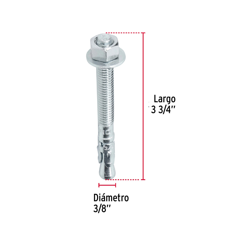 Taquetes arpón de 3/8' x 3-3/4', Fiero Caja con 50, 46643