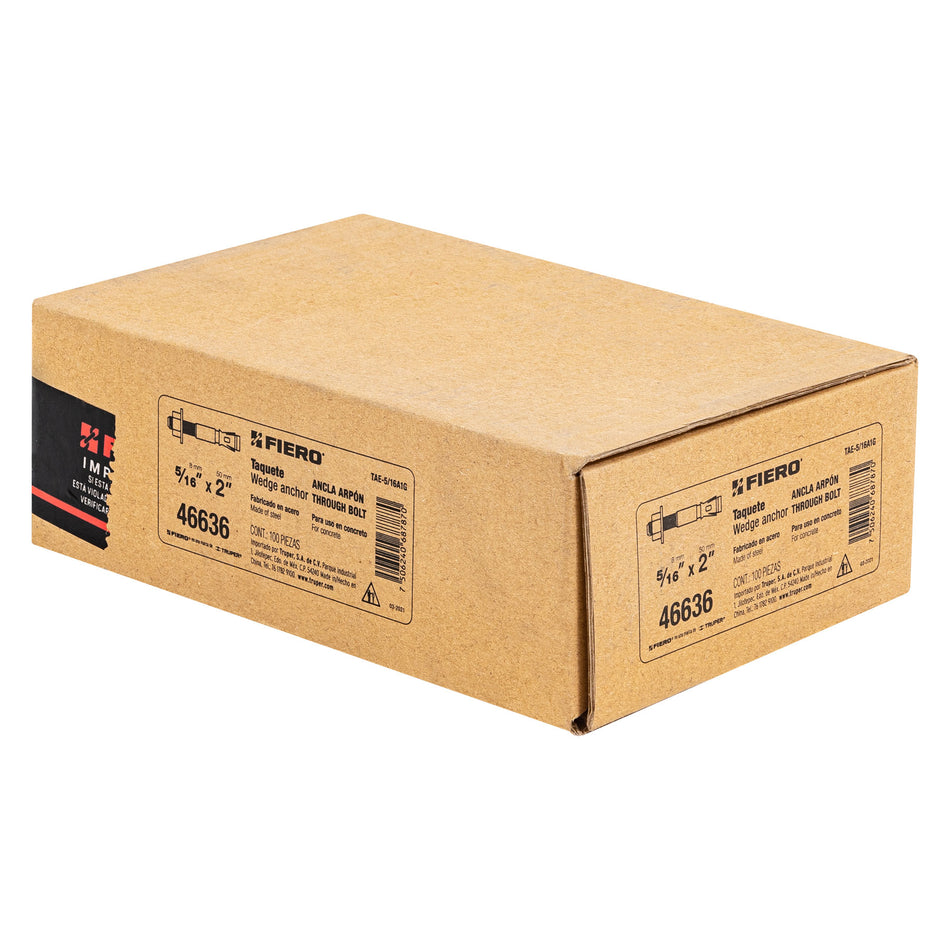 taquetes arpón de 5/16' x 2', Fiero Caja con 100, 46636