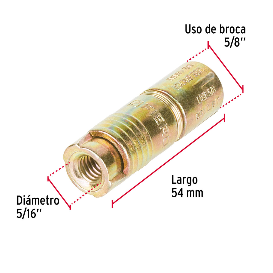 taquetes expansivos de 5/16' sin tornillo, Fiero Caja con 50, 47366