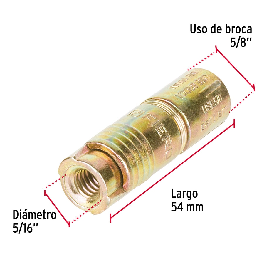 Bolsa con 4 taquetes expansivos de 5/16' sin tornillo, Fiero Caja con 6, 44363