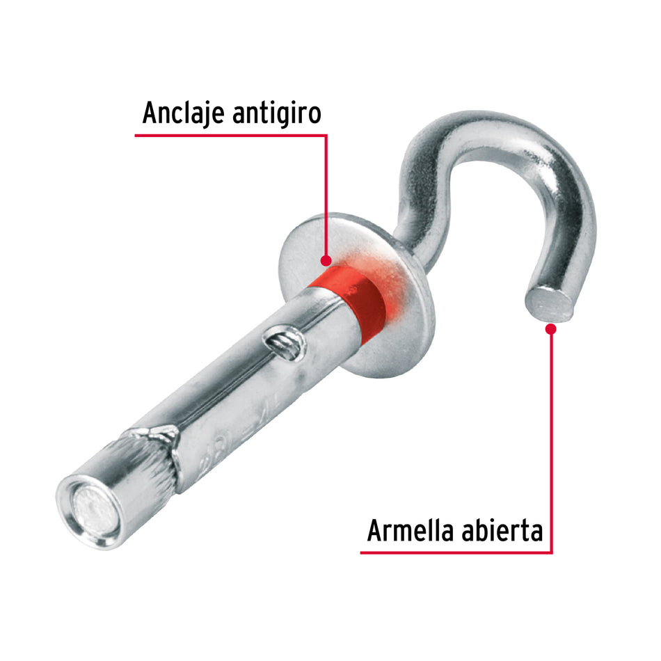 taquetes expansivos 8x50 mm con armella abierta Caja con 100, 49745