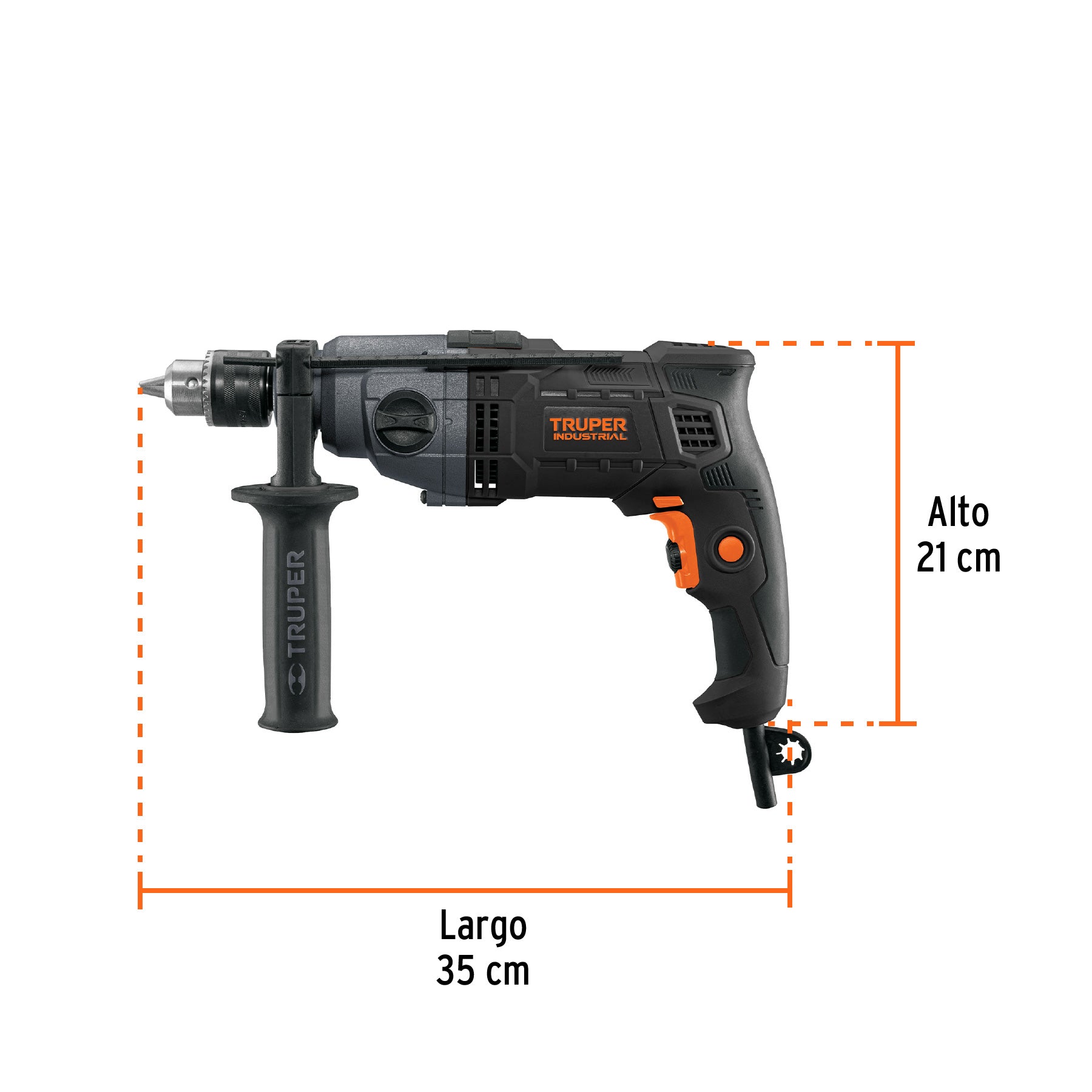 Taladro 1/2', 800W dos velocidades, TRUPER INDUSTRIAL, 103068