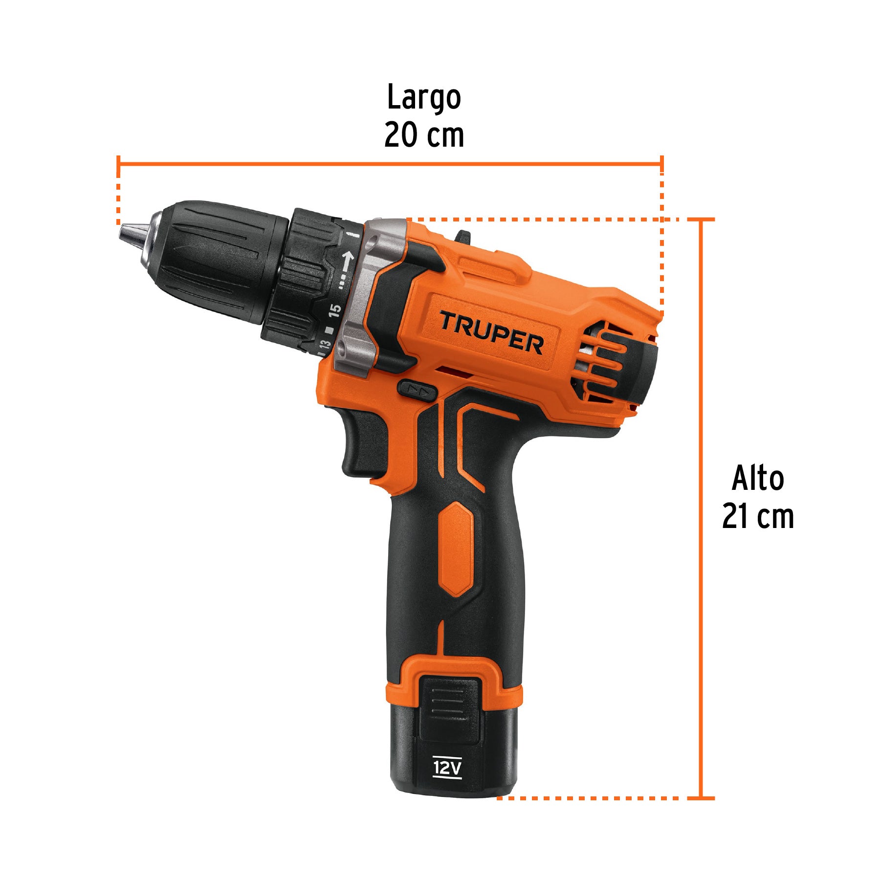 Taladro compacto inal. 3/8', 12V, TRUPER PRO, 18653