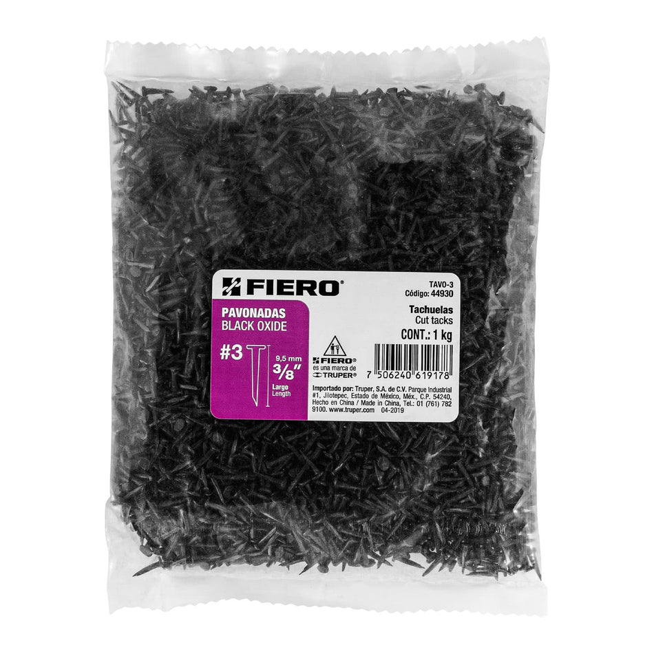Bolsa con 1 kg de tachuelas pavonadas No. 3, Fiero, 44930